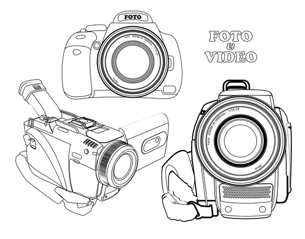 fotoğraf makineleri kümesi - Vektör, Görsel