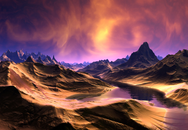 3d renderizado planeta alienígena fantasía - Ilustración
 - Foto, Imagen