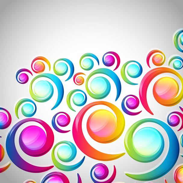 Abstract colorful spiral arc-drop pattern on a light background. - Διάνυσμα, εικόνα