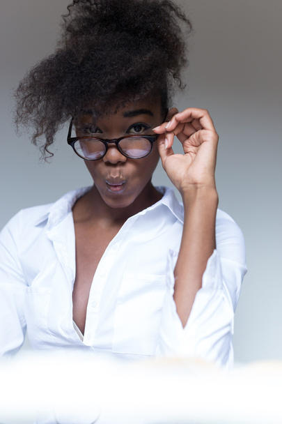 African girl with glasses - Фото, зображення
