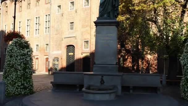 Nicolaus Copernicus Monument in de vaderstad in Torun, - Video