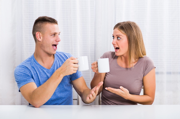 Couple enjoys drinking coffee - Foto, imagen