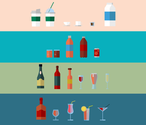 italok ikonok beállítása - Vektor, kép