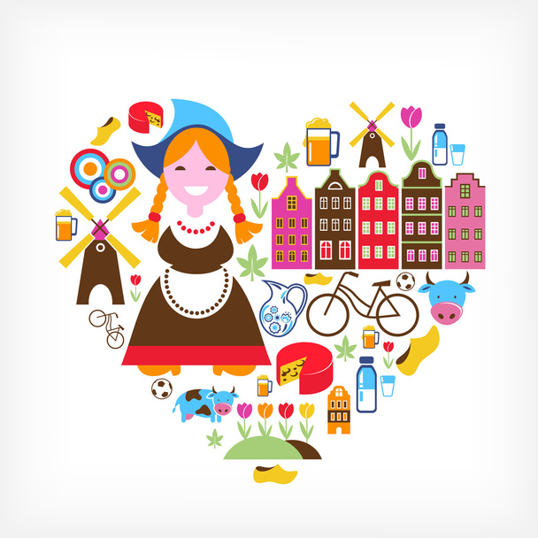 Heart with Netherlands vector icons - Vector, Image