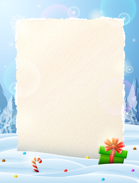 Бумага для рождественского списка торчит из снега
 - Вектор,изображение