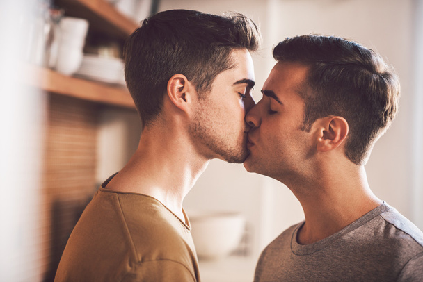 gay couple kissing each other - Foto, imagen