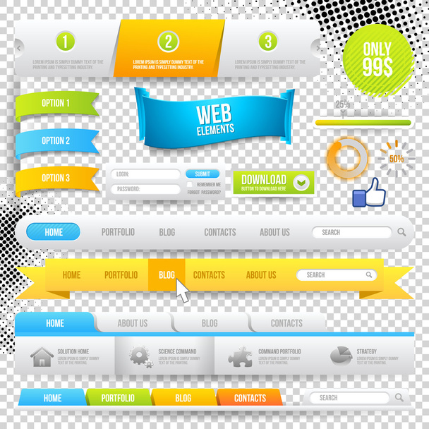 Vector Web Elements, Buttons and Labels - Vettoriali, immagini