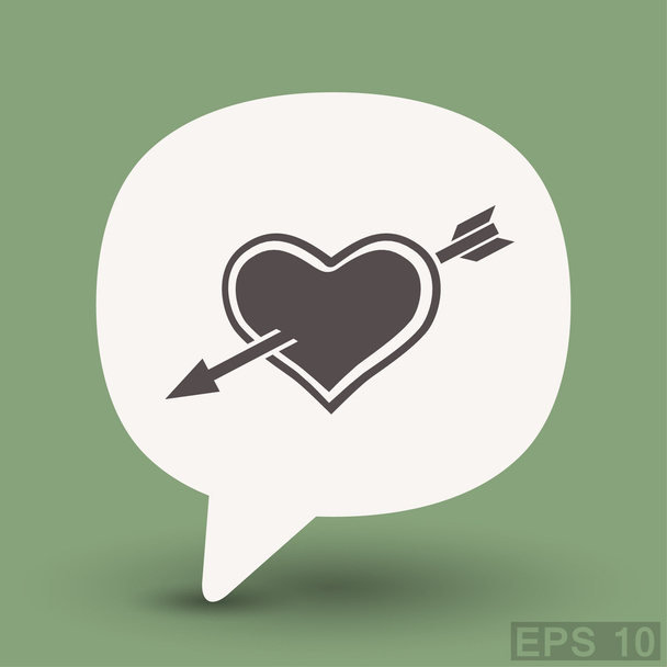 Pictograph of heart with arrow - Vector, Imagen