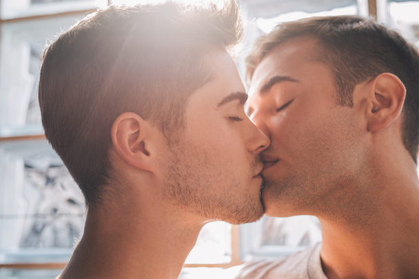 gay couple kissing each other - 写真・画像