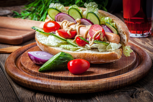 Homemade sandwich on a wooden table. - Foto, immagini