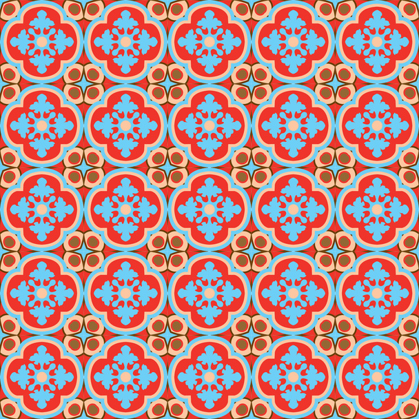Seamless background image of retro red blue curve cross kaleidoscope - ベクター画像