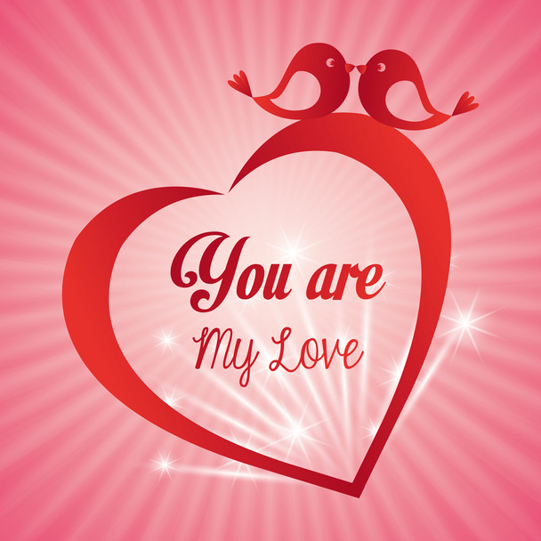 Valentim cartão de dia você é o meu amor coração pássaro luz fundo
 - Vetor, Imagem