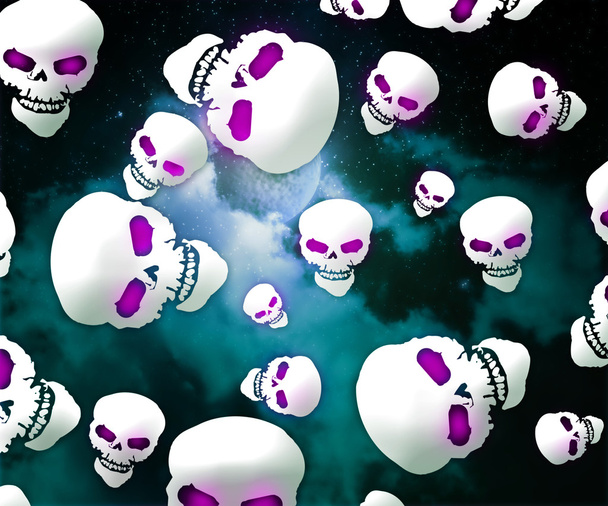 Halloween Evil crânios fundo
 - Foto, Imagem