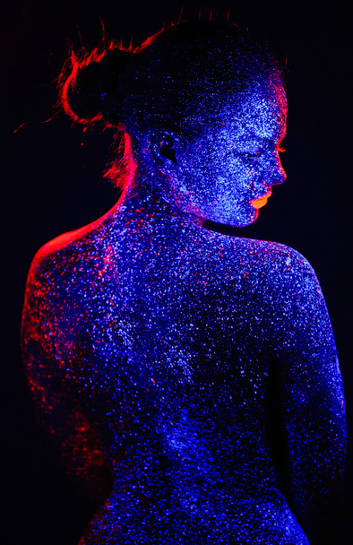 girl neon light - Photo, Image