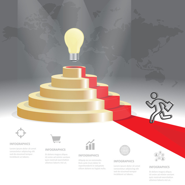 Cinco pasos de estrategia escalera van a ser la creatividad, Vector infografías
 - Vector, Imagen