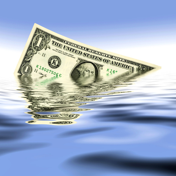 Один доллар в воде
 - Фото, изображение