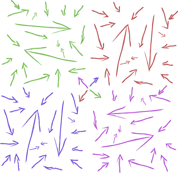 Ensemble de flèches dessinées à la main vectorielles - Vecteur, image