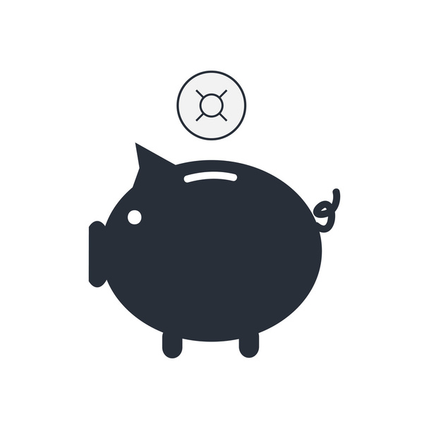 Money currency icon. Piggy bank with Money Sign coin vector illustration. - Διάνυσμα, εικόνα