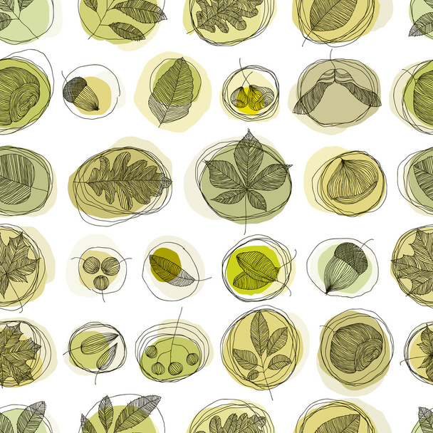 Leaves and seeds background (seamless). - Vektor, obrázek