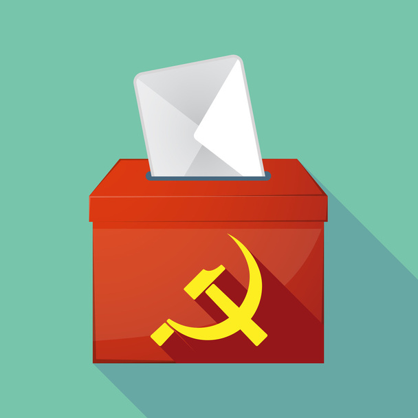 Long shadow ballot box with  the communist symbol - Vector, Image