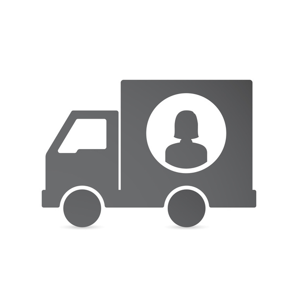 Isolated delivery truck with a female avatar - Vector, Image
