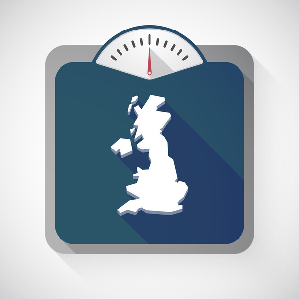 Escala de peso corporal de sombra longa isolada com um mapa do Reino Unido
  - Vetor, Imagem