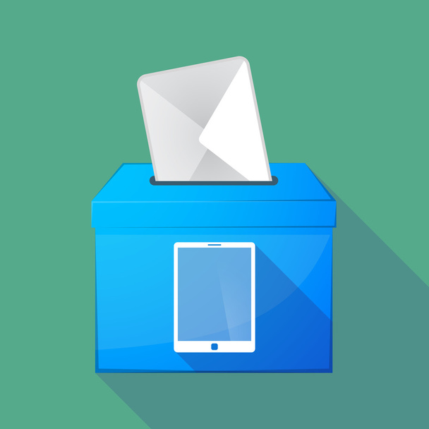 Caja de votación de sombra larga con una tableta
 - Vector, Imagen