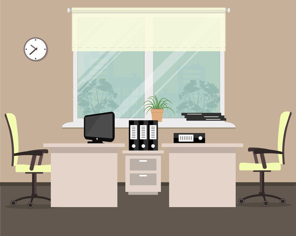 Workplace for two office workers - Vector, Image