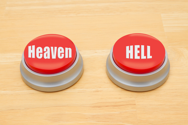 Prendere una decisione tra andare in paradiso o all'inferno
 - Foto, immagini