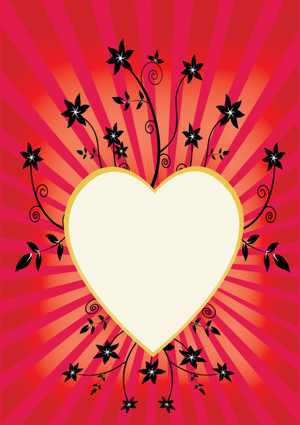 heart and flowers - Vector, Image