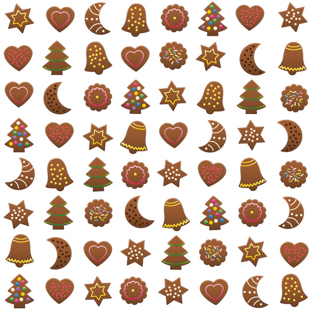 Gingerbread Cookies Xmas Pattern - Vector, Image