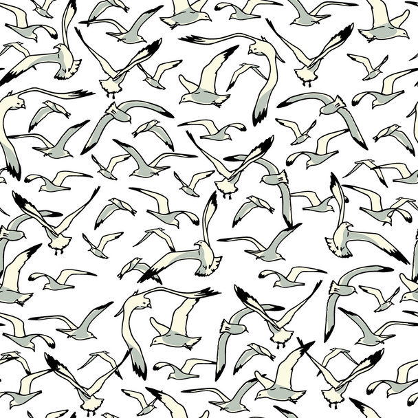 Sea gulls pattern - Vector, imagen