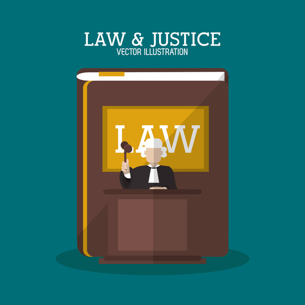 Boek en rechter van recht en rechtvaardigheid ontwerp - Vector, afbeelding