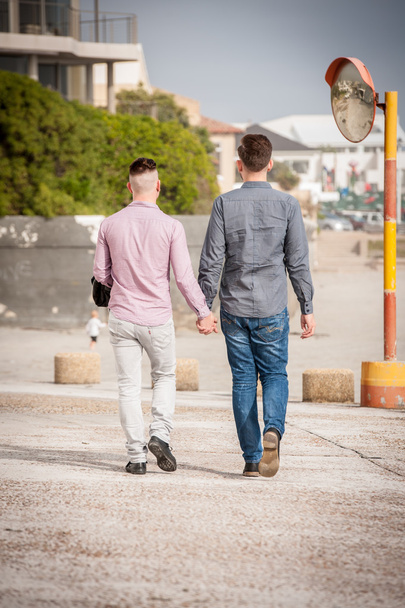 Гей пара ходьба тримає руки
 - Фото, зображення