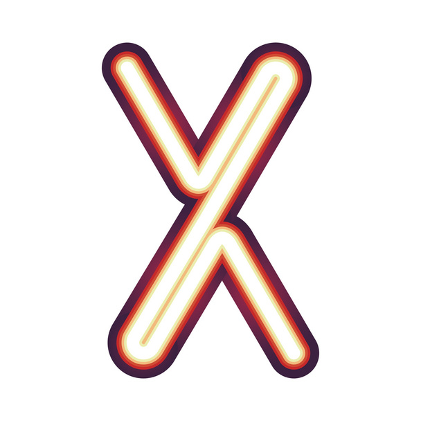 Izzó neon betű X - Vektor, kép