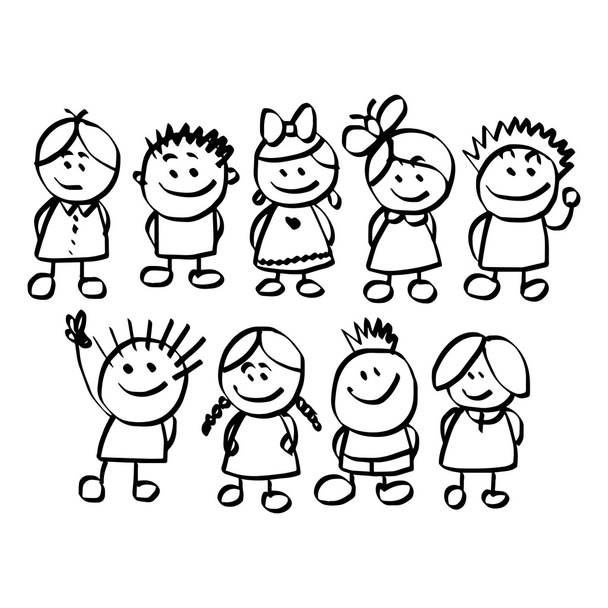Иллюстрация векторные рисованные вручную каракули набор детей значок изолирован на белом фоне
 - Вектор,изображение