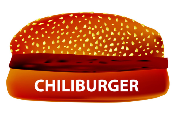 Hamburguesa con chile en un bollo
 - Vector, imagen