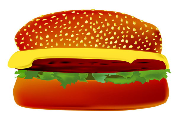 Cheese Burger in a seeded Bun - Vector, Image