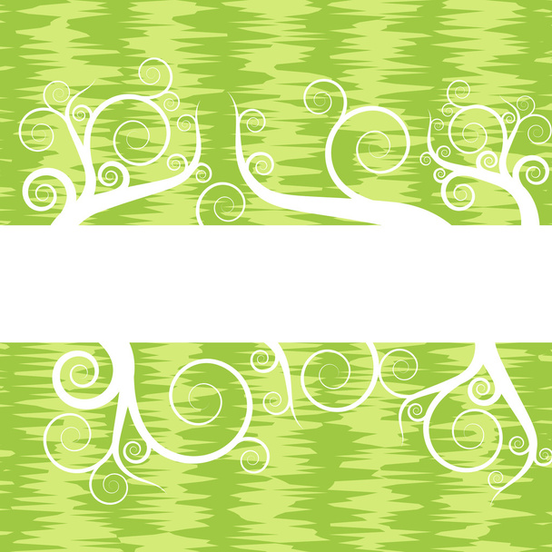 Green vintage background with floral scrolls vector - Vetor, Imagem