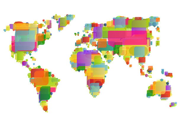 World map made of colorful speech bubbles concept illustration b - Vecteur, image