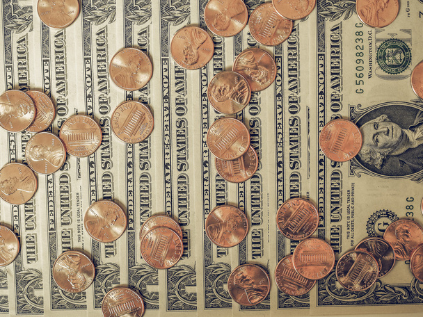 Monedas y billetes Vintage Dollar - Foto, Imagen