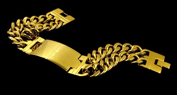 Gold Bracelet for Men - Stainless Steel - Fotoğraf, Görsel