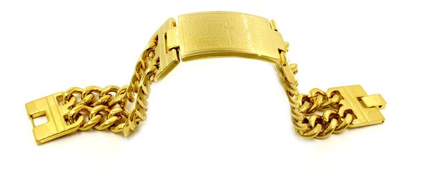 Gold Bracelet for Men - Stainless Steel - 写真・画像