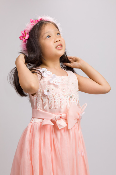Child in Pink Dress, Isolated on White - Valokuva, kuva