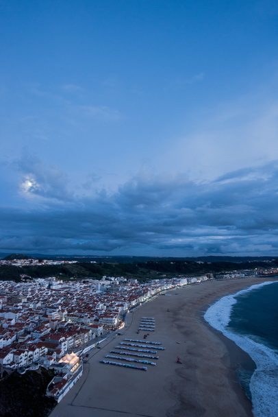 Nazare, a surfing paradise town at night - Nazare, Portugal - Photo, Image