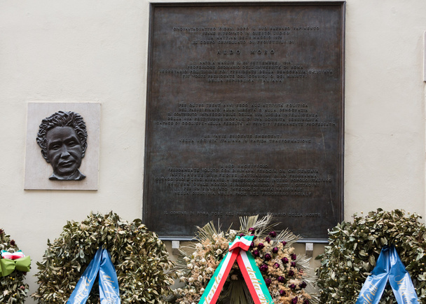 Památník na Aldo Moro, v prostřednictvím Caetani, Řím, Itálie - Fotografie, Obrázek