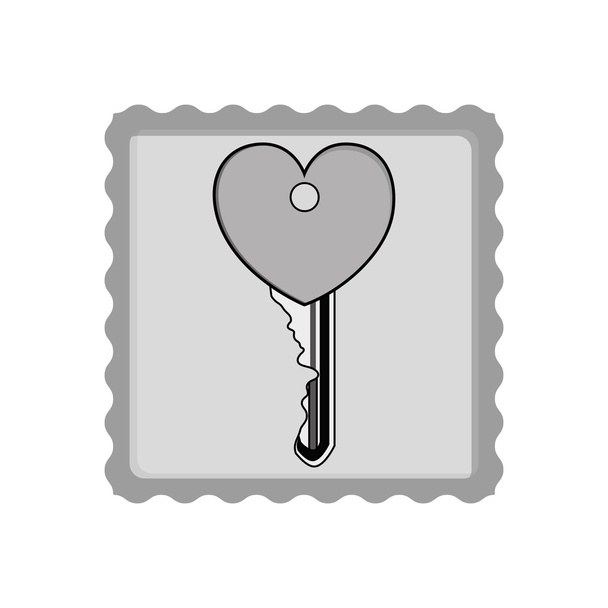 post stamp with heart key - Vektori, kuva