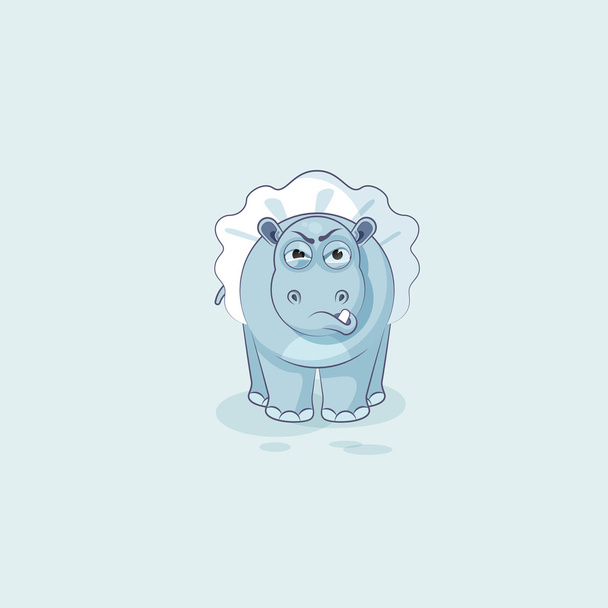 Wektor ilustracja Emoji charakter kreskówka baleriny hipopotama z angry emotion - Wektor, obraz