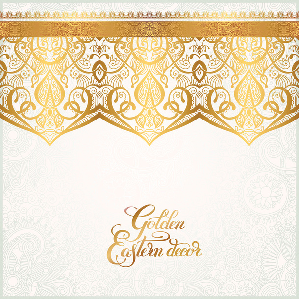 floral golden eastern decor with place for your text, paisley pa - Wektor, obraz