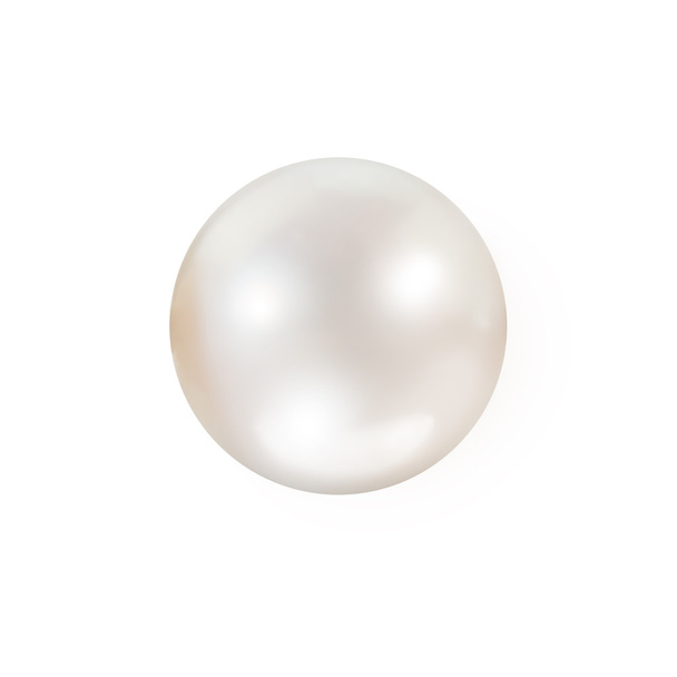 Perle naturelle blanche chatoyante isolée sur fond blanc
 - Photo, image